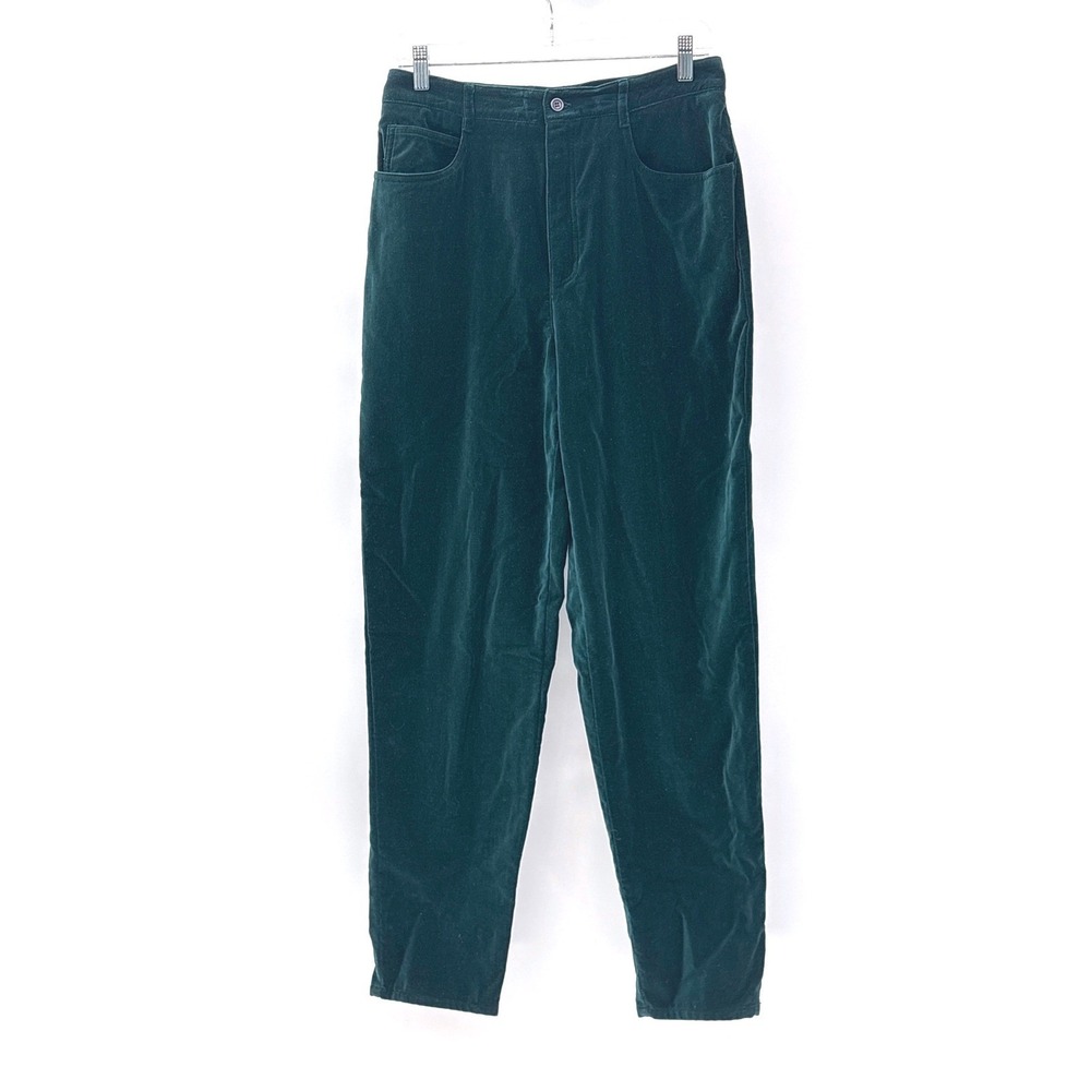 Talbots Velvet Pants High Rise Women Size 10 Green Holiday Party‎